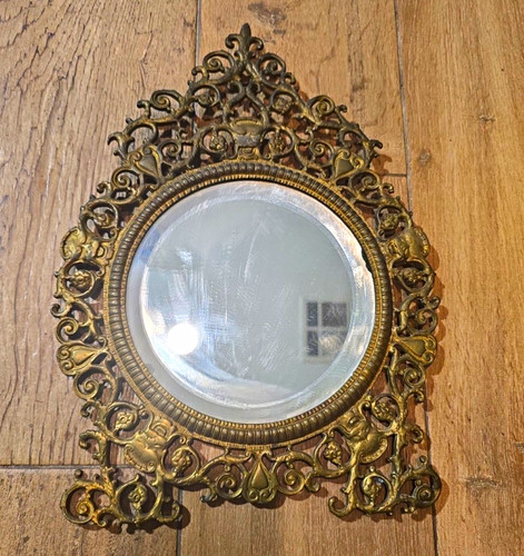 Antique brass table - brass, mirror