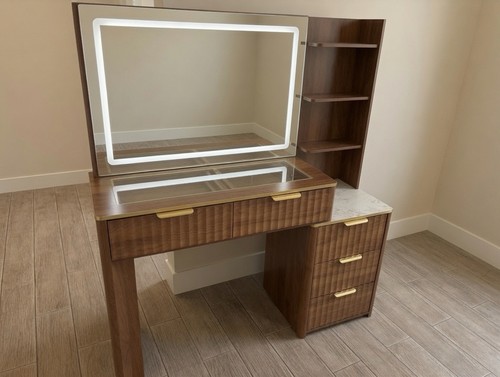 Dark wood vanity - vanity, table