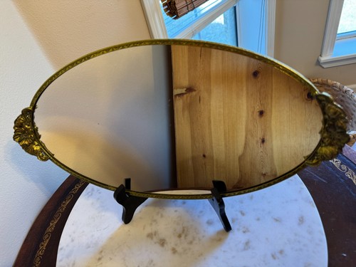 Vintage floral oval vanity - vintage,